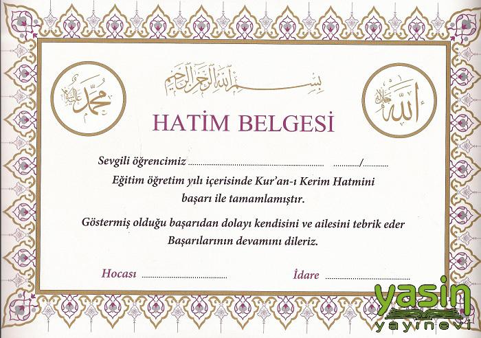 Hatim Belgesi Yasin Yayınevi